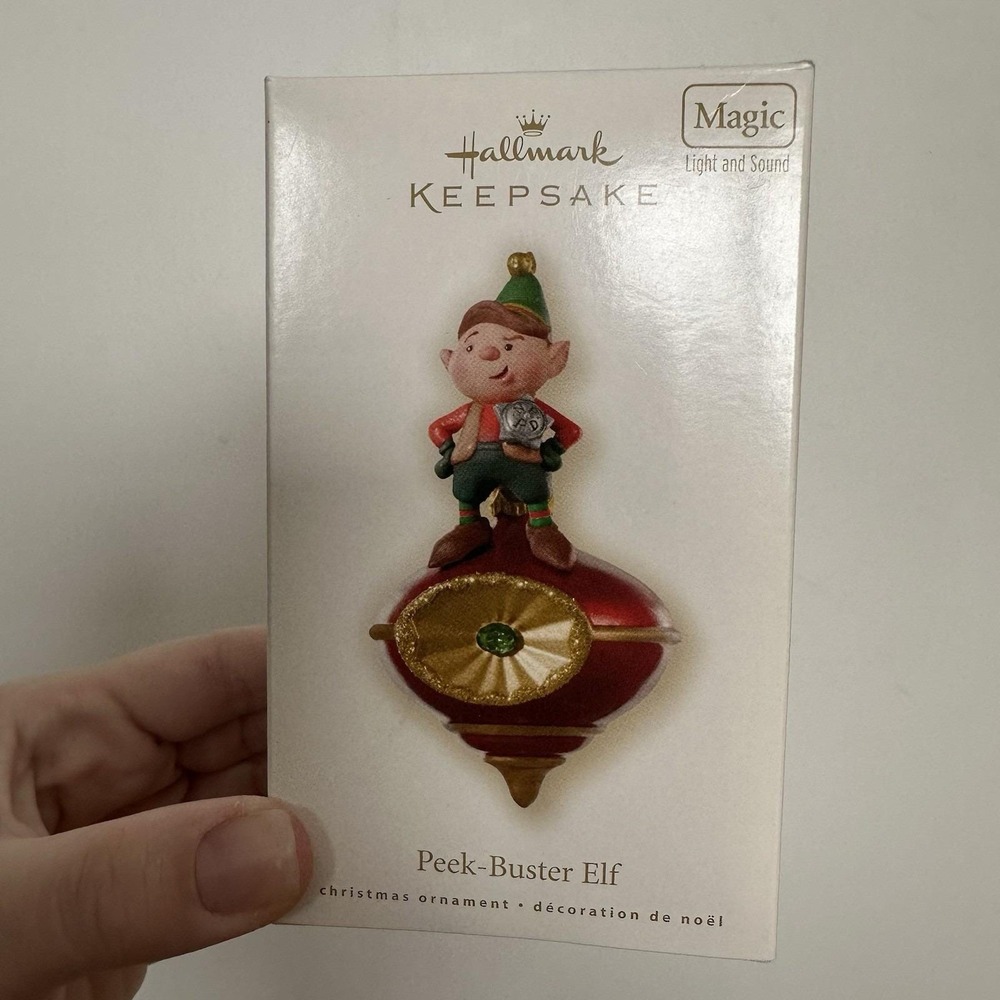 HALLMARK Keepsake Ornament - Peek-Buster Elf - 2008 Magic Light And Sound Works